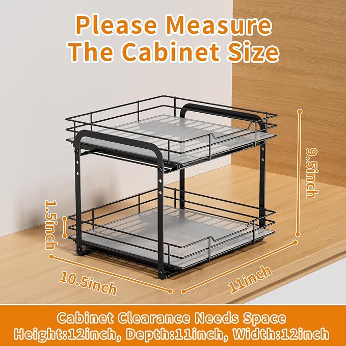 RCHYFEED Spice Organization for Cabinet, 2 Tier Pull out Spice Rack Organizer - Image 6