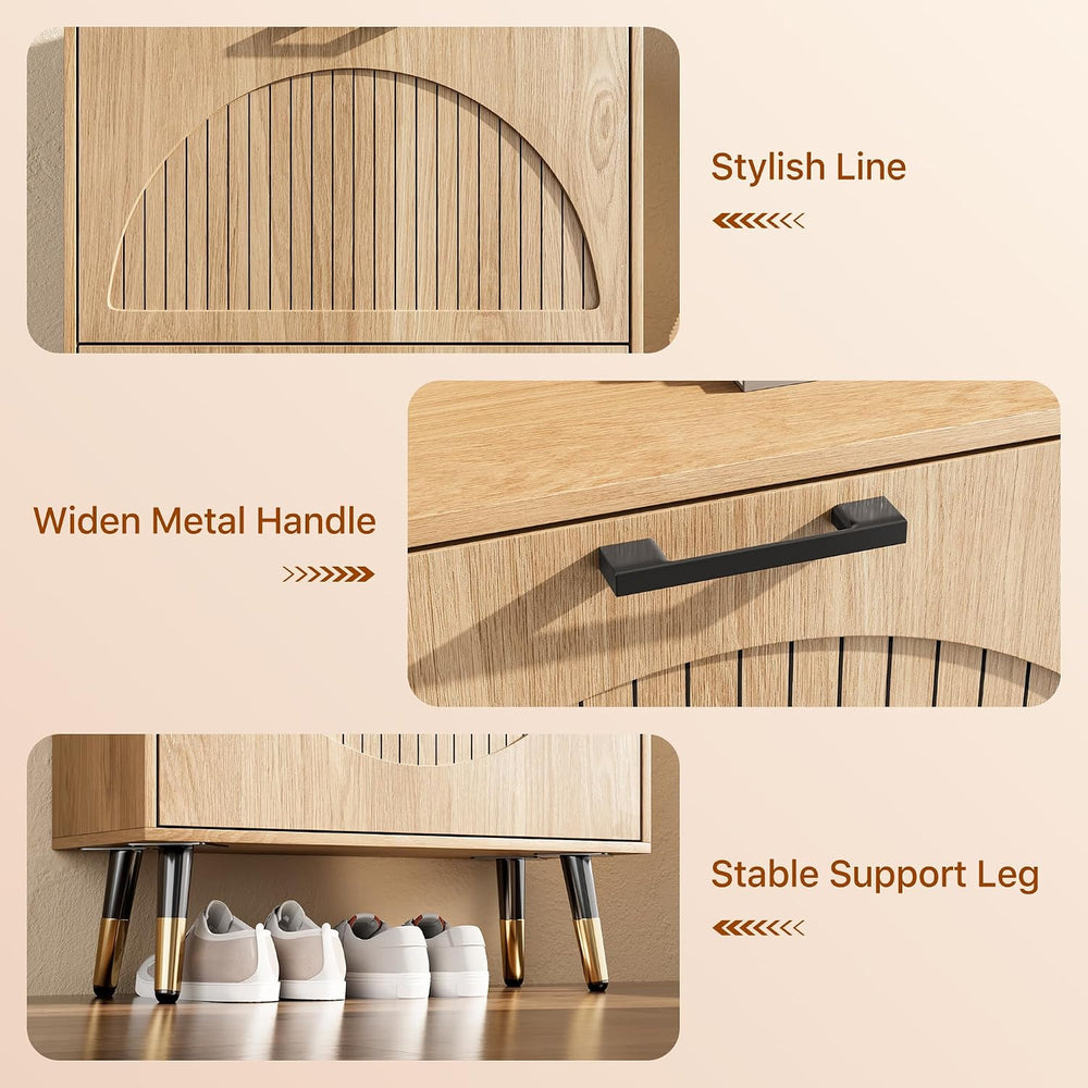 Farmhouse Shoe Cabinet Storage for Entryway, Slim Hidden Shoe Rack Cabinet