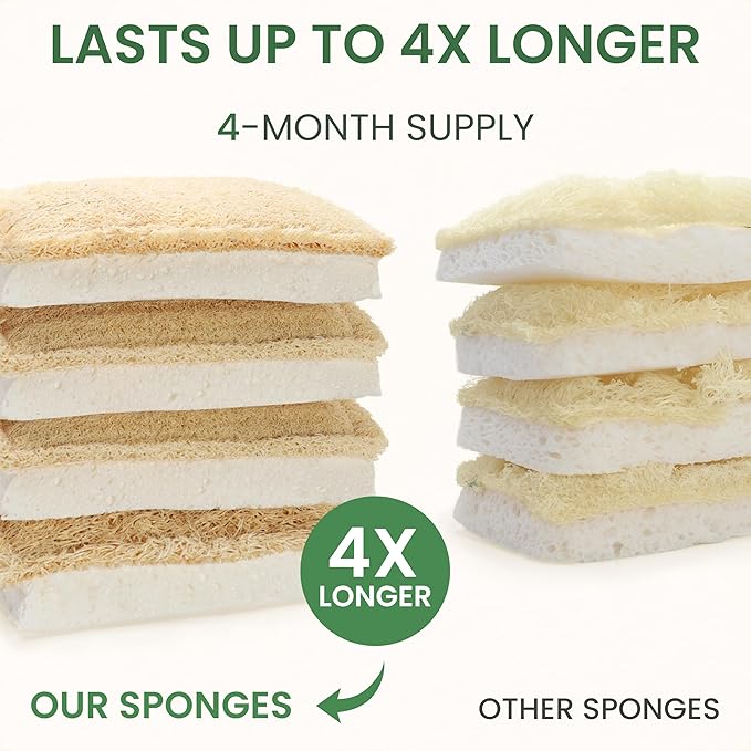Natural Kitchen Sponges – Eco-Friendly, Compostable Dish Sponges – Loofah & - Image 5
