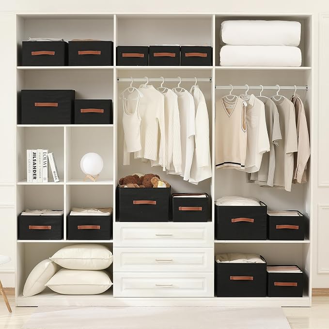 linen closet organizers and storage, 3 Pack Large Storage Baskets, Clothing - Image 5