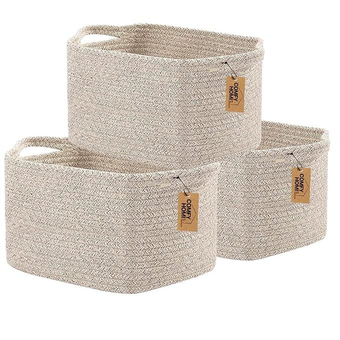 COMFY-HOMI 3PACK Cotton Rope Woven Basket by COMFY-HOMI