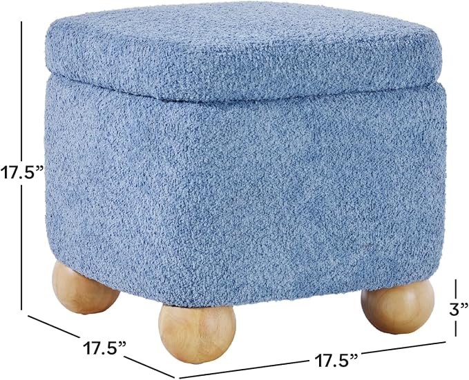 Walker Edison Linley Contemporary Small Storage Bouclé Ottoman - Image 2