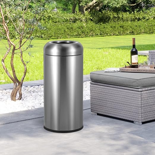 BEAMNOVA 16.5 Gallon Trash Can Open Top Outdoor Indoor Commercial Stainless - Image 9