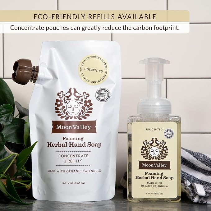 Moon Valley Herbal Foaming Hand Soap, Unscented Two Pack, Recyclable Bottle - Image 6