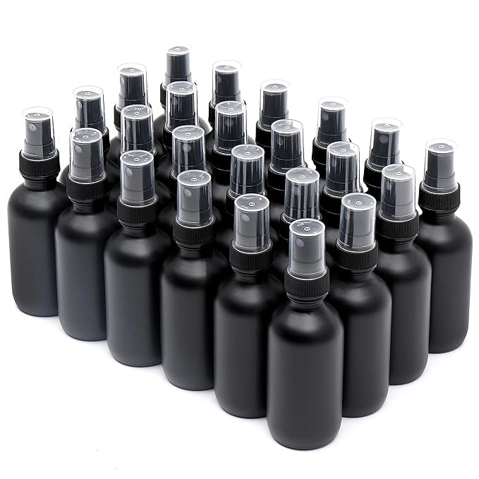 Frosted Black Glass Small Spray Bottle 2 oz 24 Packs, Fine Mist Sprayer Small by QUALITYGLASSBOTTLECREATOR