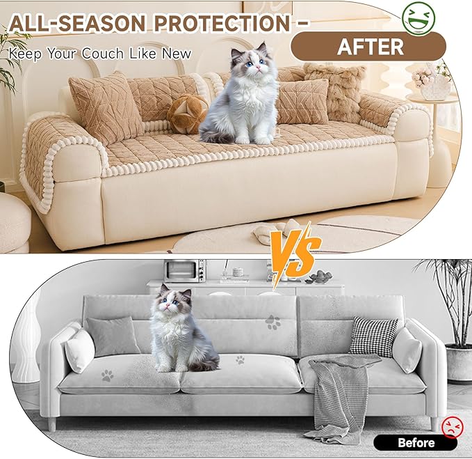 OTOB Couch Covers for 3 Cushion Couch Sofa Pet Friendly, Washable & Non Slip - Image 2