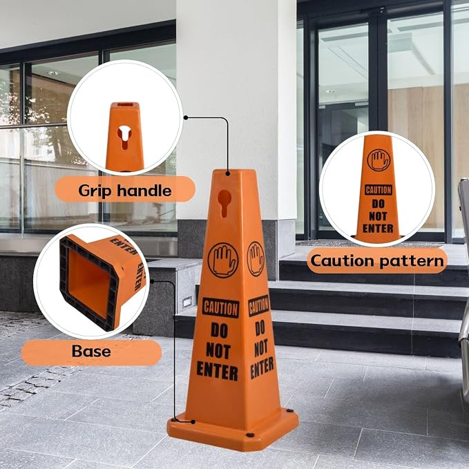 8-Pack 26.5" Caution Cones, 4-Sided Visible Safety Signs - Image 6