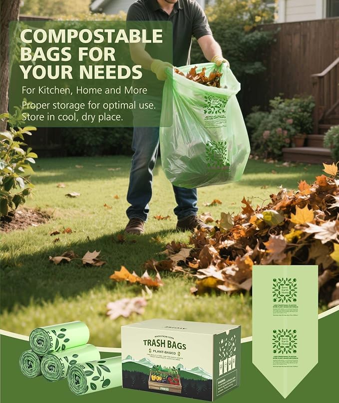 Large Compostable Trash Bags 13 gallon 60 Packs, AYOTEE Biodegradable Trash Bag - Image 9
