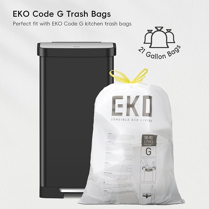 EKO Hudson Matte Stainless Steel 75 Liter/20 Gallon Large Kitchen Trash Can - Image 2