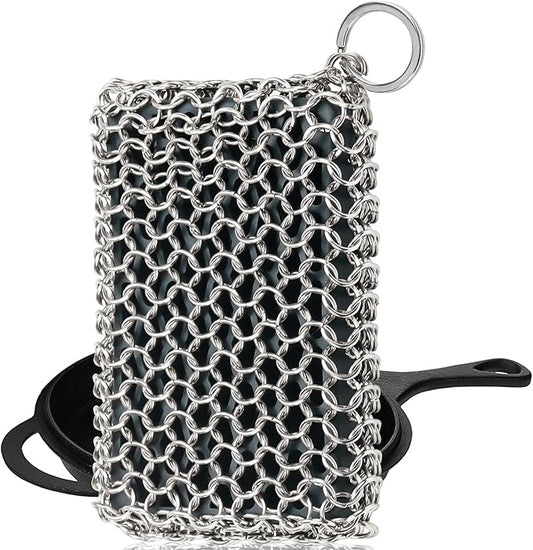 Herda Chain Mail Cast Iron Cleaner Scrubber, 316 Chainmail Pan Scrubber Metal by Betterqualitybetterlife