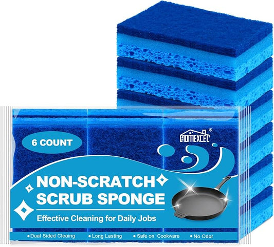 HOMEXCEL Sponges Kitchen 6pcs, Non-Scratch Sponges by HOMEXCEL