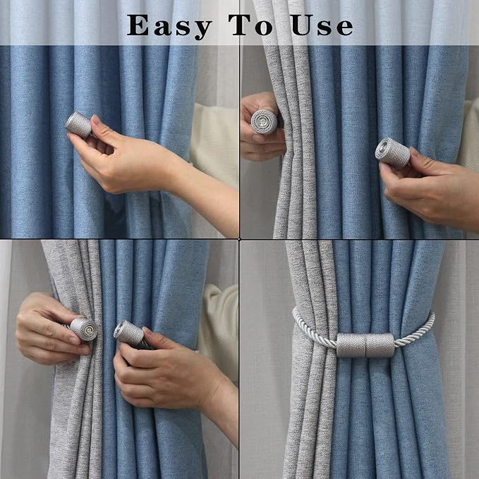 4 Pack Strong Magnetic Curtain Tiebacks Outdoor Elegant Decorative Tie Backs - Image 4
