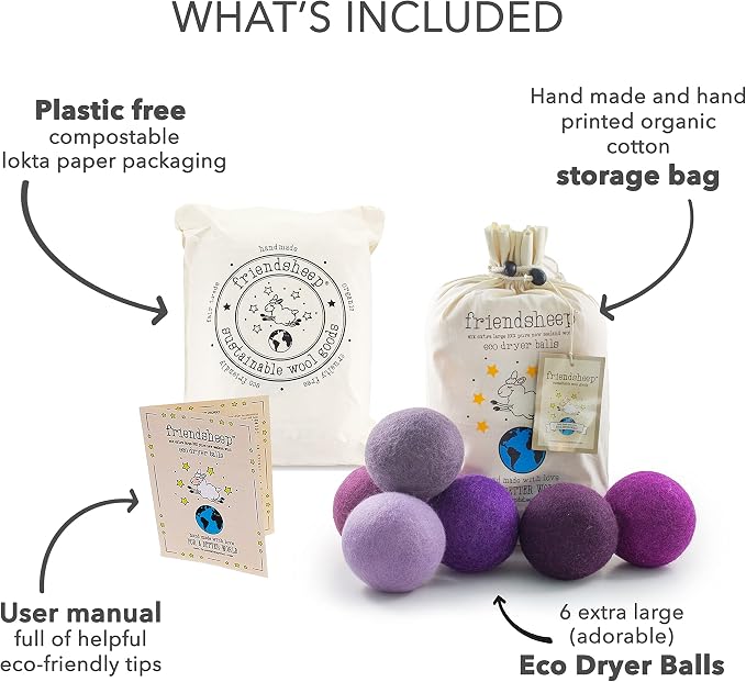 Friendsheep Wool Dryer Balls, Organic Reusable Fabric Softener Alternative - Image 4