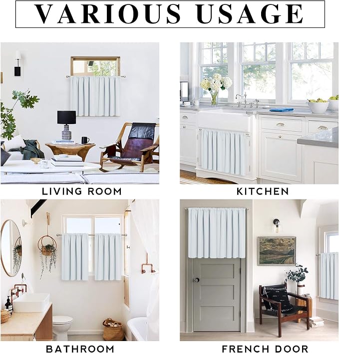 RYB HOME Short Curtains 2 Panels Set, Room Darkening Drapes Cafe Curtains Small - Image 7