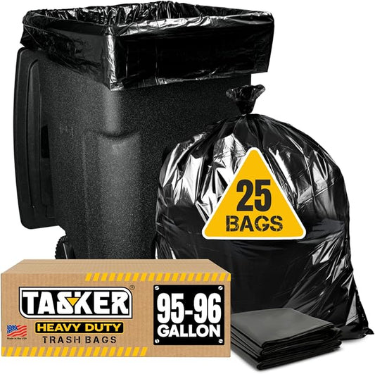 95-96 Gallon Trash Bags Heavy Duty Extra Large Trash Bags, 90 Gallon, 95 Gallon by Tasker