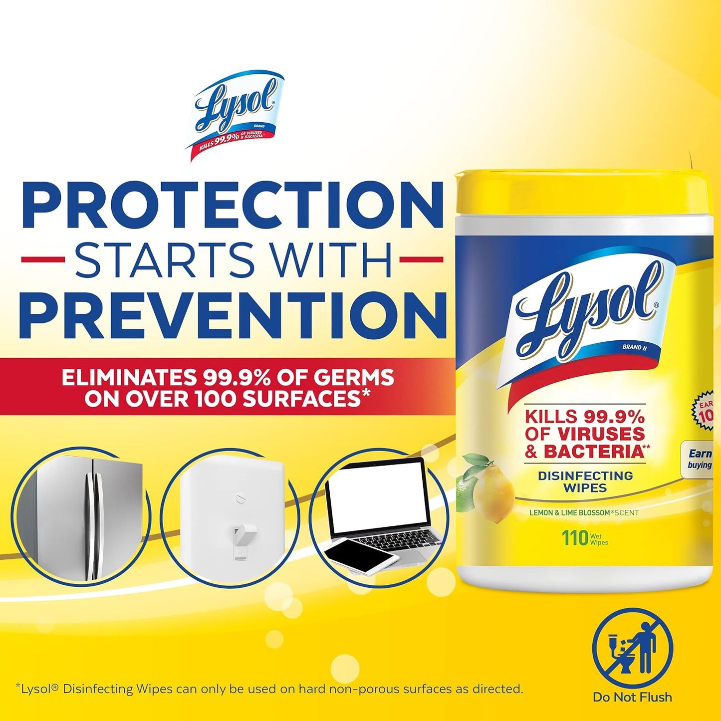 Lysol Disinfectant Wipes, Multi-Surface Antibacterial Cleaning Wipes, For Disinfecting and Cleaning, Lemon and Lime Blossom, 80 Count (Pack of 1)