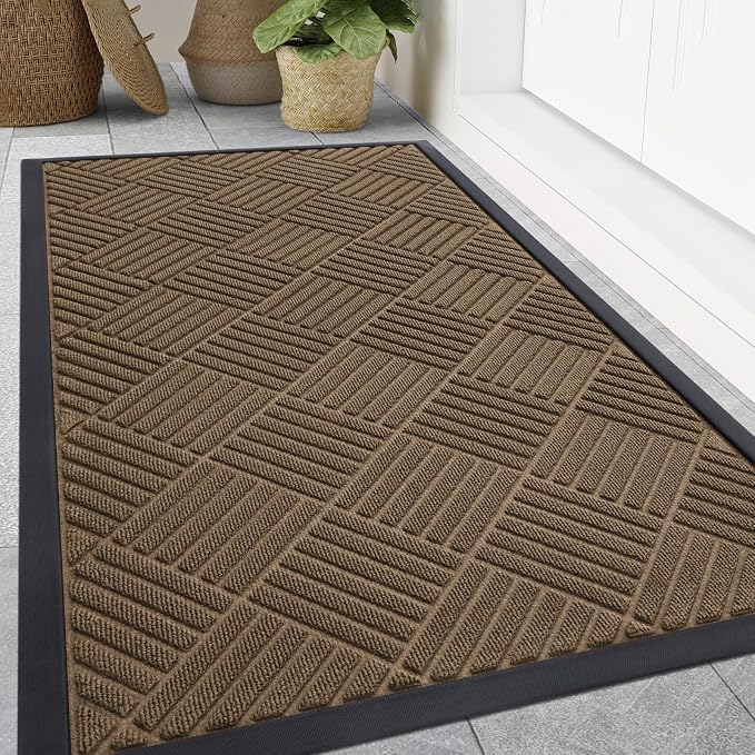 Smiry Front Door Mat Outside Entrance, Heavy Duty Outdoor Indoor Natural Rubber by Smiry