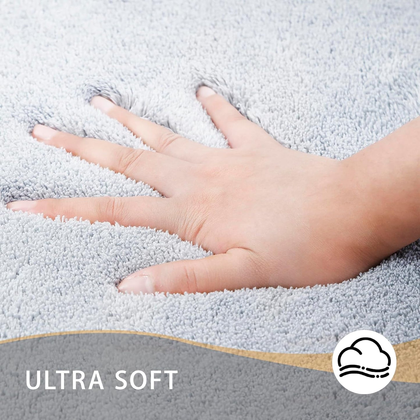 MINIDEAR Bathroom Rugs 24x17 Light Gray - Thick Memory Foam Bath Mat, Ultra Soft & Plush Fluffy, Non-Slip, Quick Dry, Absorbent Washable Floor Microfiber Mat for Tub, Home Decor Accessories