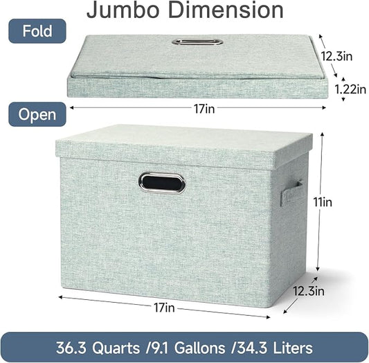 Large 17" 36 Quart Collapsible Stackable Storage Bins - Image 2