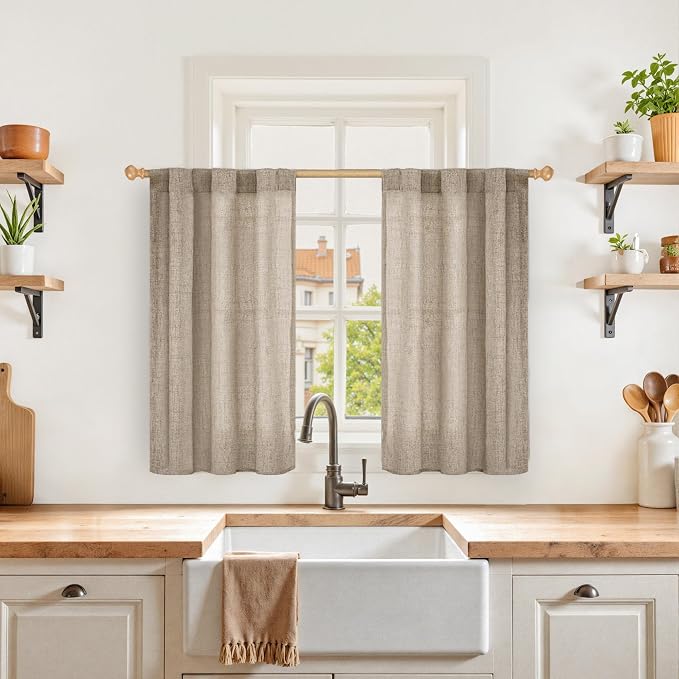YoungsTex Small Linen Curtains 36 Inch Length by YoungsTex