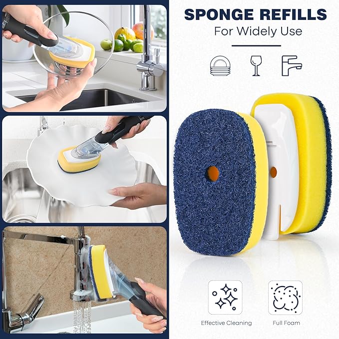 Sponge Brush Refills for OXO Dish Brush, 4 Pack Soap Dispensing Dish Refills - Image 4