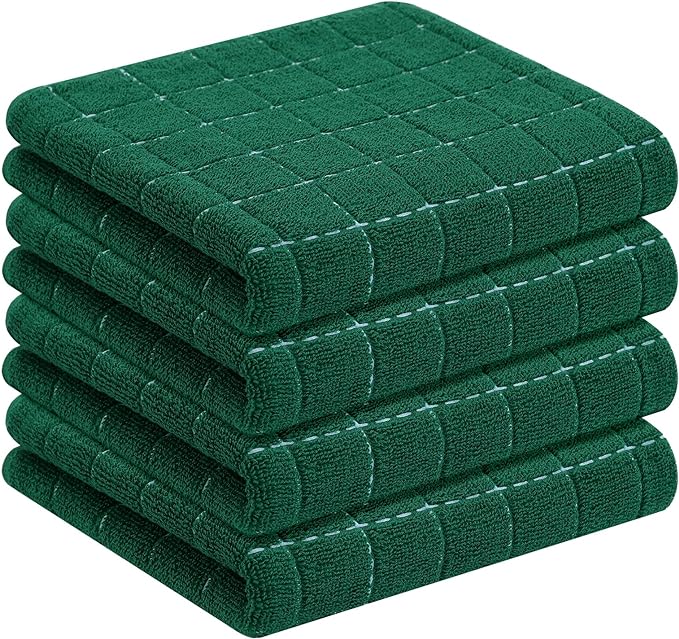 Homaxy 100% Cotton Terry Kitchen Towels, Checkered Designed, Soft and Super by Homaxy