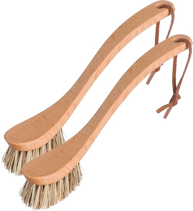 REDECKER Curved Dish Brush, Natural Union Plant Fiber Bristles, Ergonomic Design by Redecker
