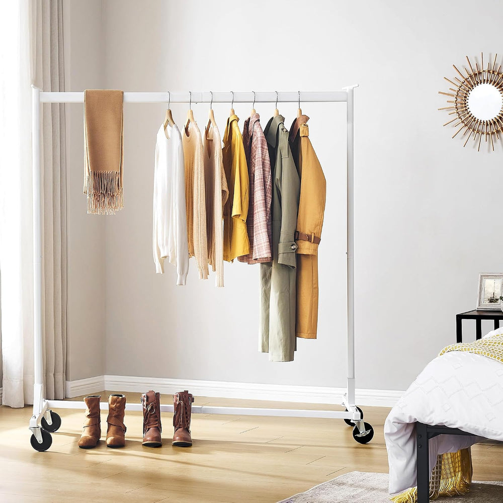 Hoctieon Z Clothes Rack with Cover, Metal Heavy Duty Clothing Rack, Rolling G...