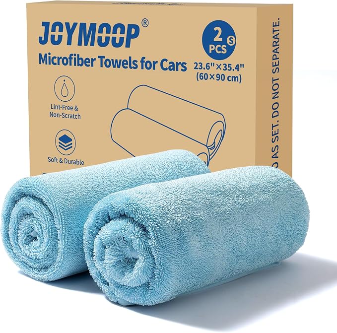 JOYMOOP Microfiber Towels for Cars, 2 Pack 35.4" x 23.6" Car Drying Towel by JOYMOOP