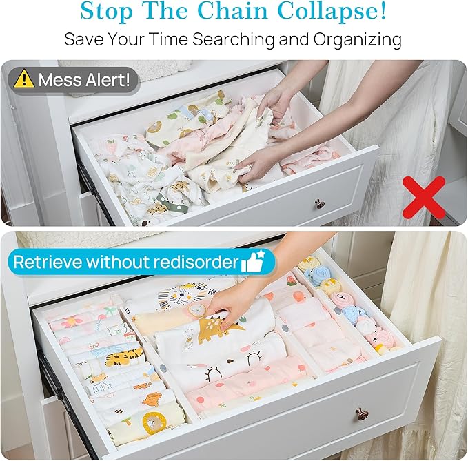 Vtopmart Drawer Dividers for Clothes 8 Pack, Adjustable 4" High Expandable from - Image 2