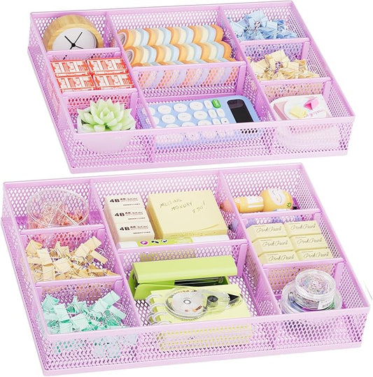 Marbrasse 2 Pack Desk Drawer Organizer, Mesh Drawer Organizer Tray by Marbrasse