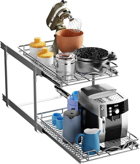 HOLDN’ STORAGE Two Tier Pull Out Cabinet Organizer, Individual Sliding Drawers by HOLDN%E2%80%99STORAGE