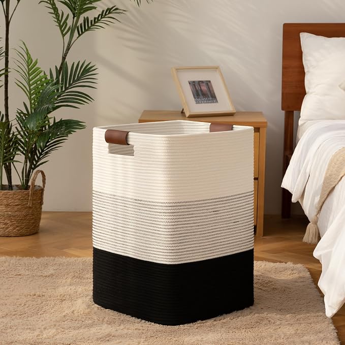 Laundry Hamper 96L Extra Large Laundry Basket, Woven Blanket Basket, Cotton - Image 7