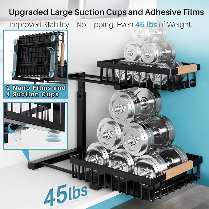 1 Packs 2 Tier Under Sink Organizers, Sliding Pull Out Cabinet Organizer - Image 7
