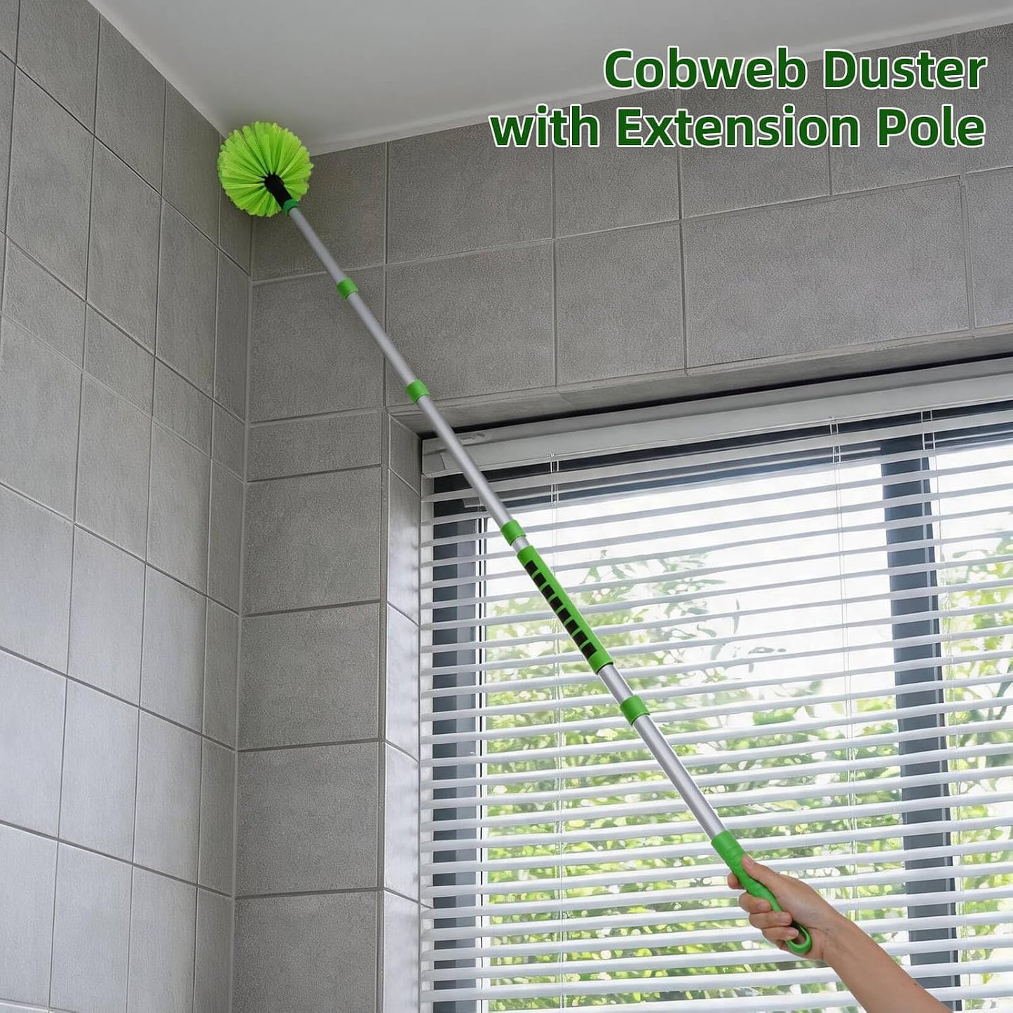 Ceiling Fan Cleaner Cobweb Duster with 6Ft/72'' Extension Pole High Ceiling Fan Blade Cleaning Tool Microfiber Duster Reusable Pads for Cleaning Ceiling Fan, Spider Web, Baseboard, Blind
