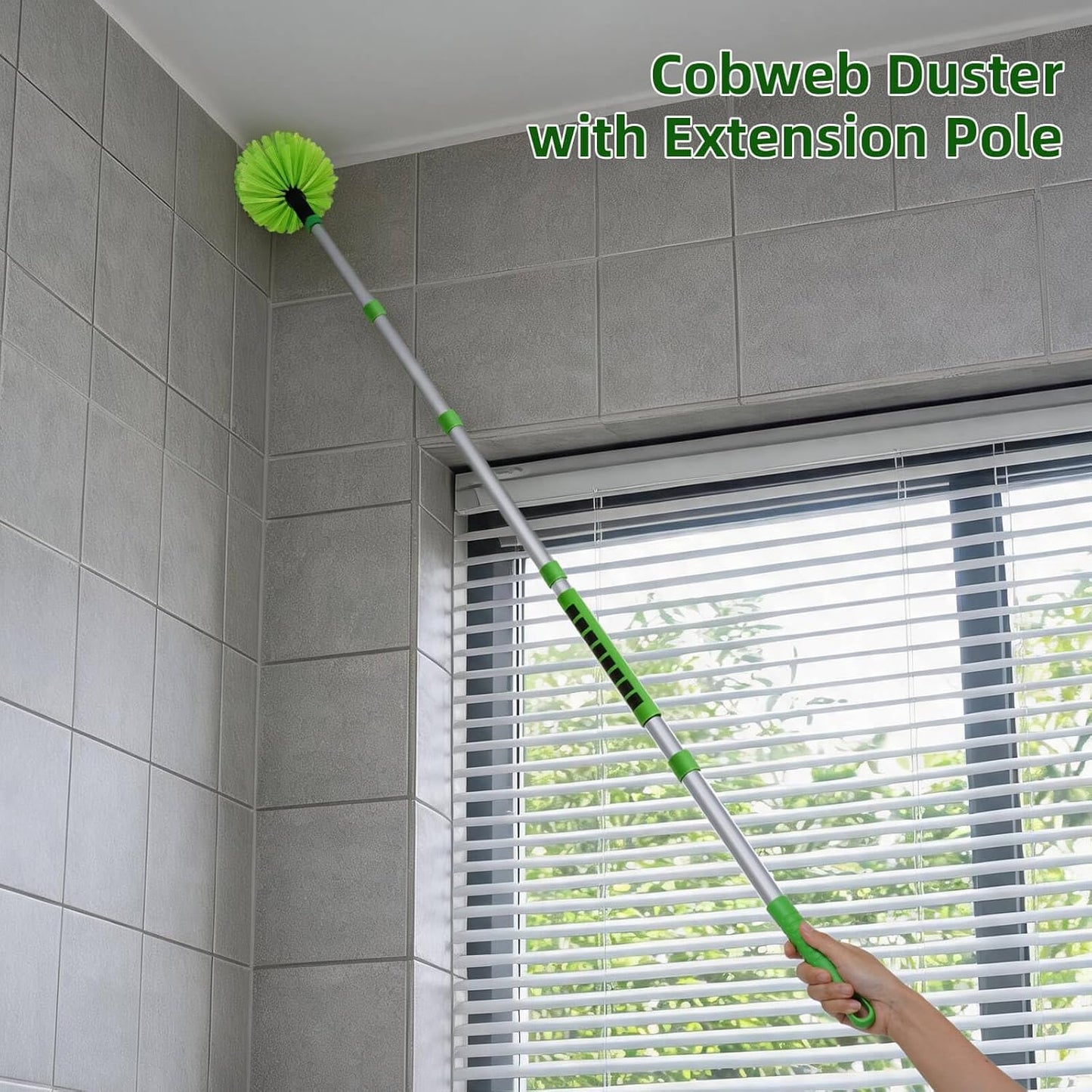 Ceiling Fan Cleaner Cobweb Duster with 6Ft/72'' Extension Pole High Ceiling Fan Blade Cleaning Tool Microfiber Duster Reusable Pads for Cleaning Ceiling Fan, Spider Web, Baseboard, Blind