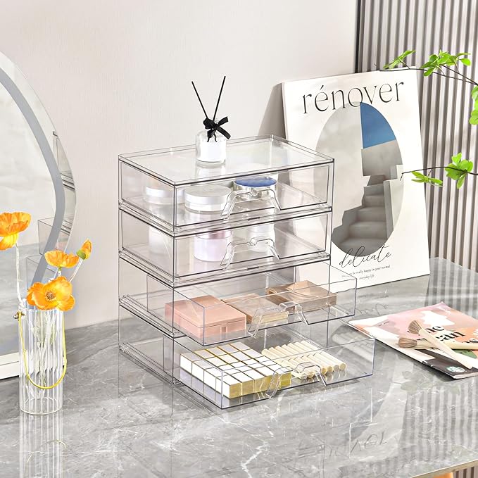 5 Pack Makeup Organizer Stackable, 12.1''L Bathroom Organizer and Storage - Image 7