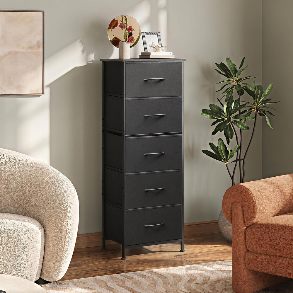 WLIVE Tall Dresser for Bedroom, 5 Drawer Dresser, Charcoal Black
