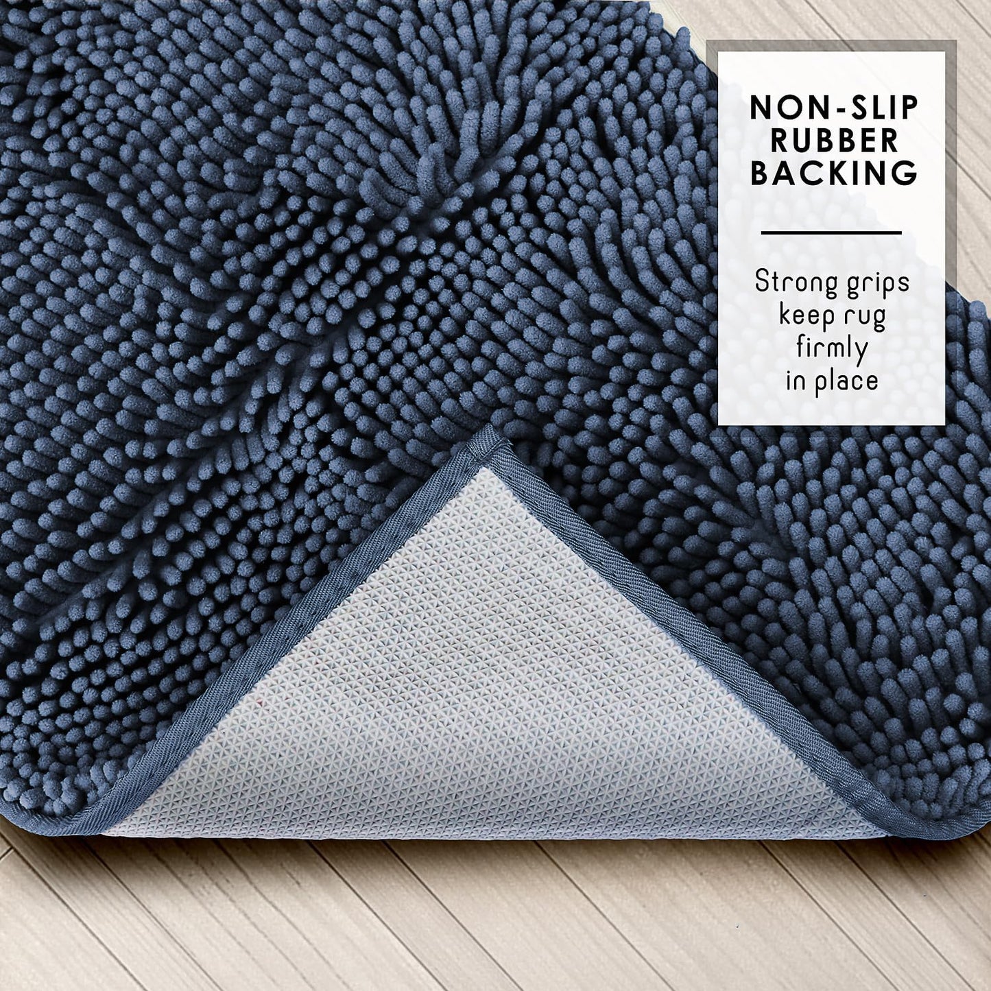 Hearth & Harbor Bathroom Rugs, Chenille Bath Mat - Machine Washable Bath Mats for Bathroom Non-Slip Backing Rubber, Quick Dry Bathroom Mat