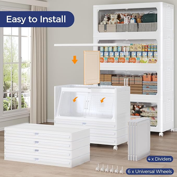 200GAL Storage Bins with Lid and Wheels, Stackable Closet Organizers and - Image 5
