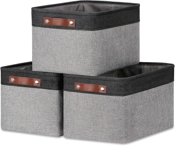 DULLEMELO Fabric Baskets for Storage, Rectangular Fabric Storage Bins by DULLEMELO