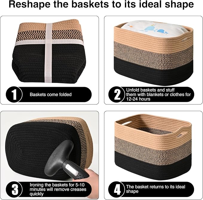 Storage Baskets for Shelves Organizing, Woven Cotton Rope Baskets for Storage - Image 7