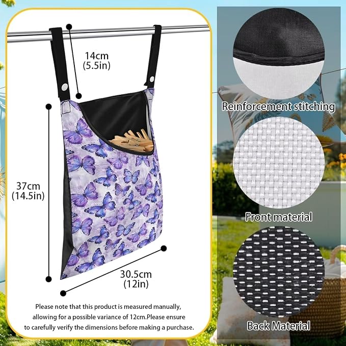 Butterfly Purple Clothespin Bag - Image 7