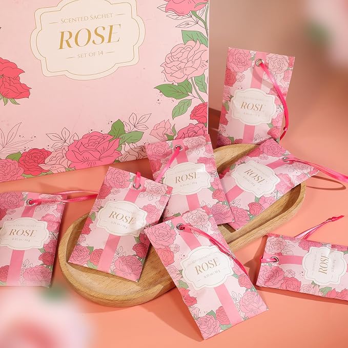 SCENTORINI Scented Sachets for Drawers and Closets, Rose Scent 14 Pack - Image 6