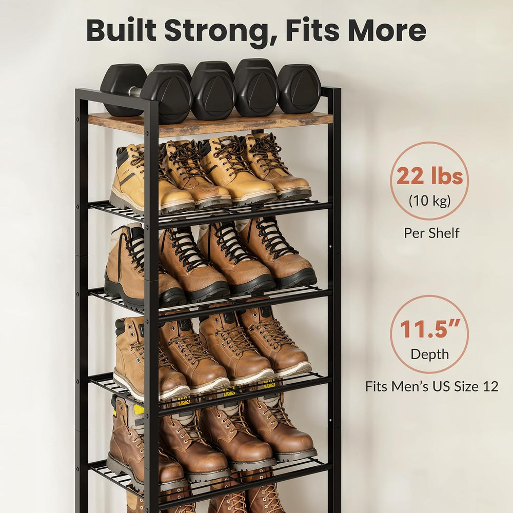 Narrow Shoe Rack 12-Tier, Tall Shoe Organizer for Small Spaces