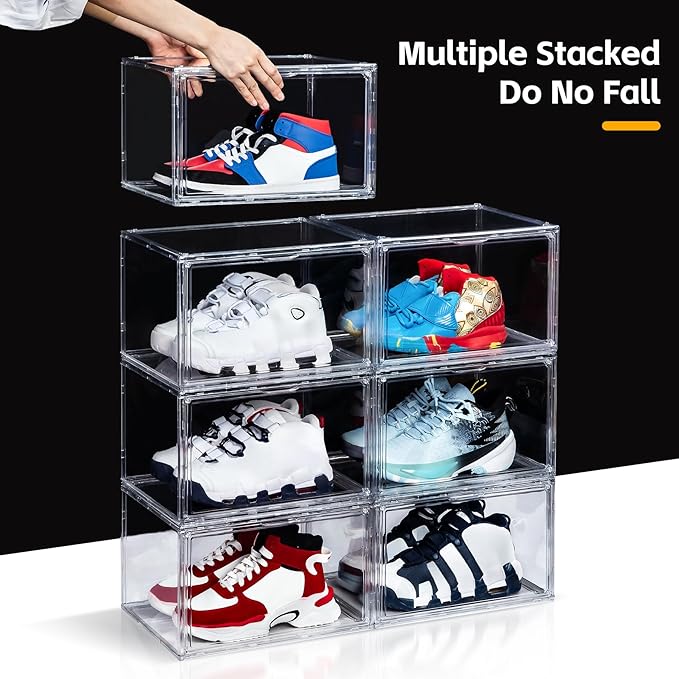 NYZE 12 Pack Acrylic Shoe Boxes Side Open, Shoe Storage Organizer - Image 5
