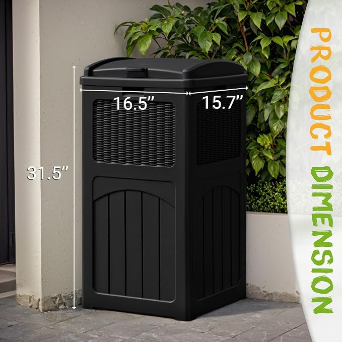 YESHOMY 33 Gallon Resin Outdoor Trash Can - Image 2
