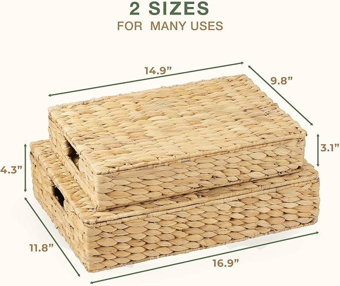 Set of 2 Wicker Baskets with Lid - Image 6