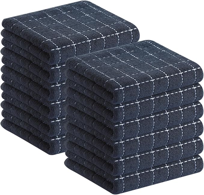 Homaxy 100% Cotton Terry Kitchen Towels, Checkered Designed, Soft and Super by Homaxy