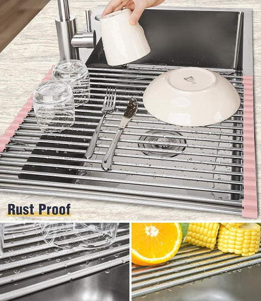 Tomorotec 17.7" x 15.5" Roll Up Dish Drying Rack Over Sink Drying Rack Sink - Image 2